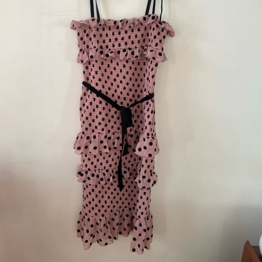 NWT LPA Fiorella  Pink Polka Dot Midi Dress - Picture 3 of 6